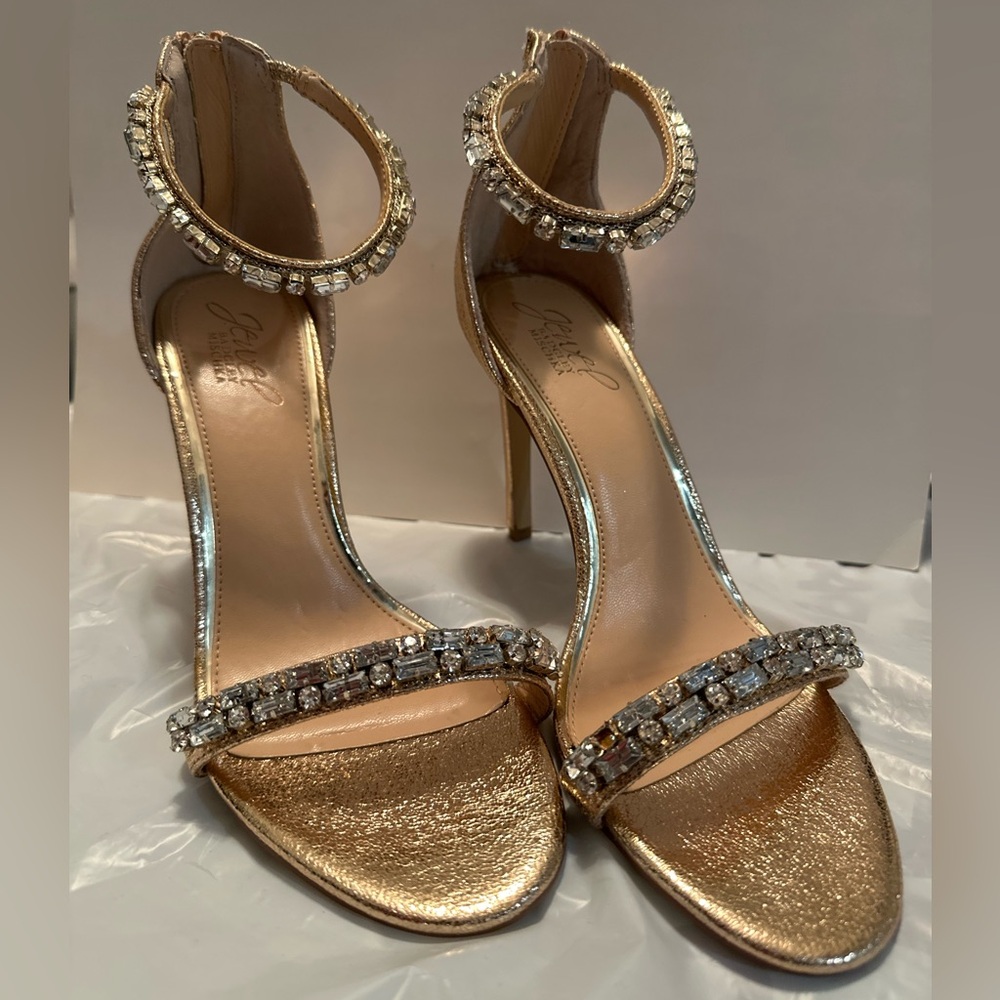 Jewel Badgley Mischka Gold Heels with Sparkling Accents